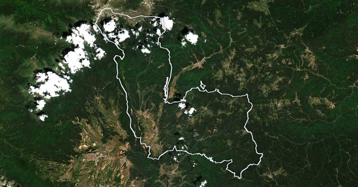 Satellitenbild mit eingezeichneter Grenze: Belitsa