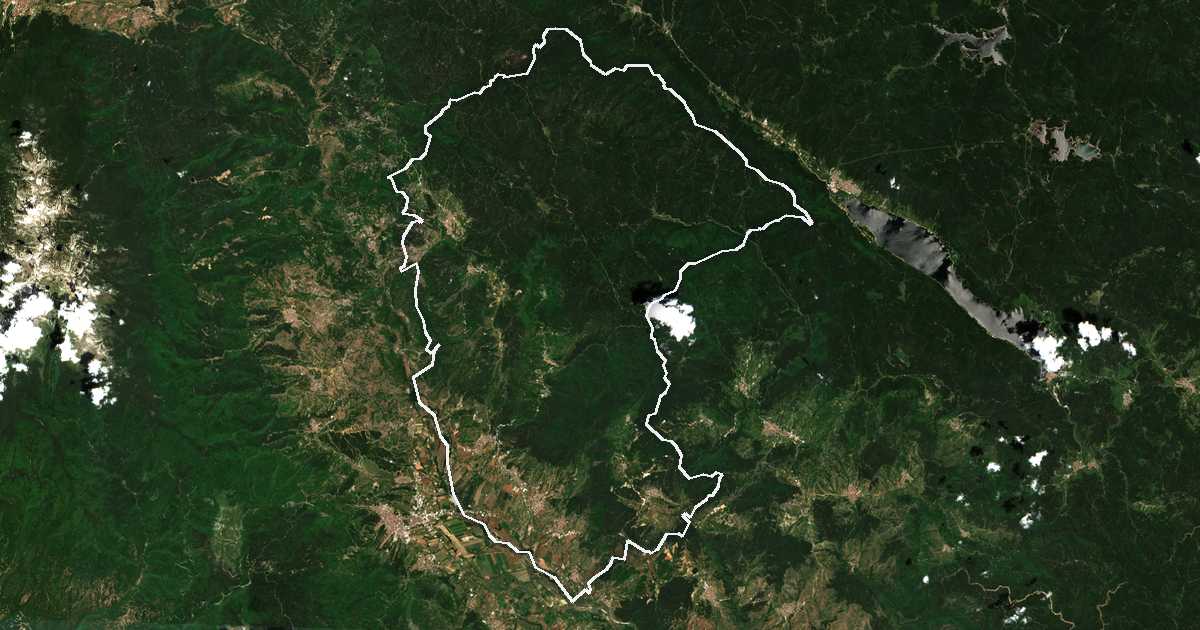 Satellitenbild mit eingezeichneter Grenze: Garmen