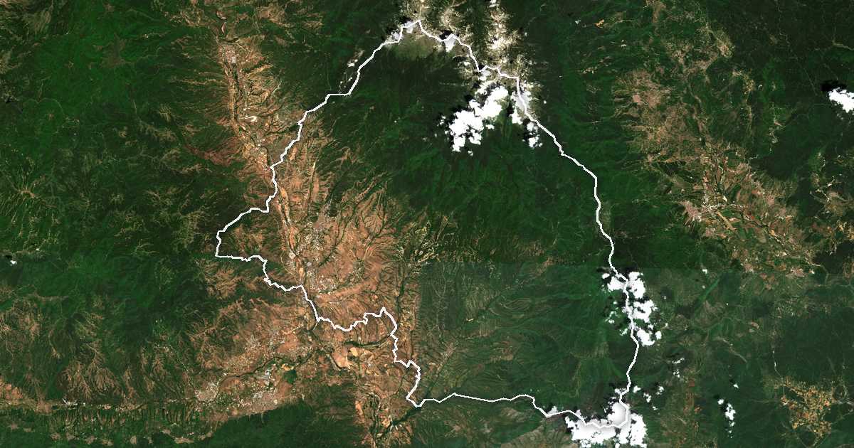Satellitenbild mit eingezeichneter Grenze: Sandanski