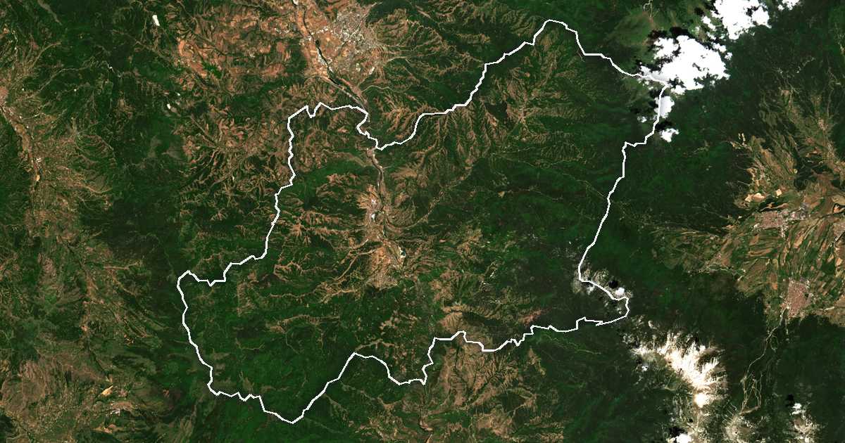 Satellitenbild mit eingezeichneter Grenze: Simitli