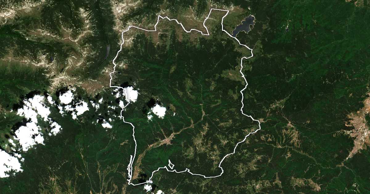 Satellitenbild mit eingezeichneter Grenze: Jakoruda