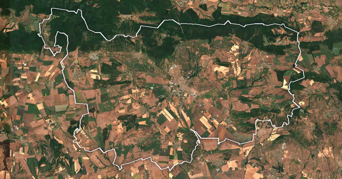 Satellitenbild mit eingezeichneter Grenze: Ajtos