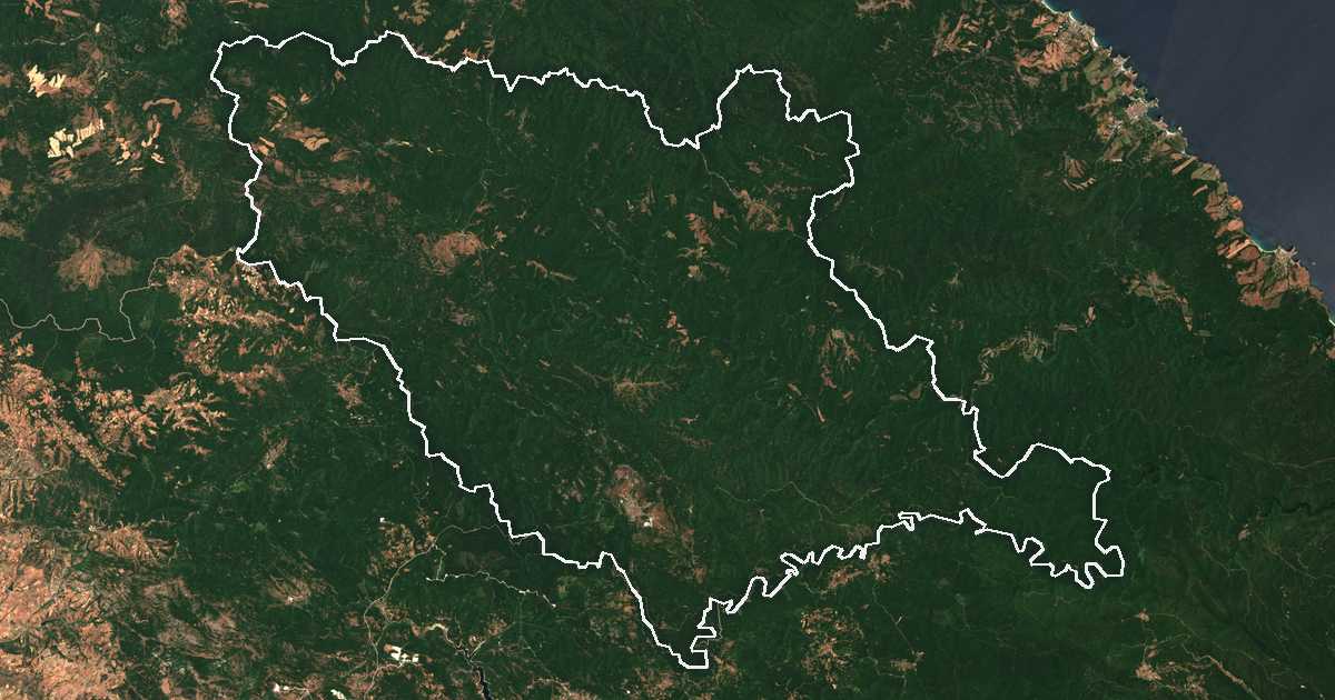 Satellitenbild mit eingezeichneter Grenze: Malko Tarnovo
