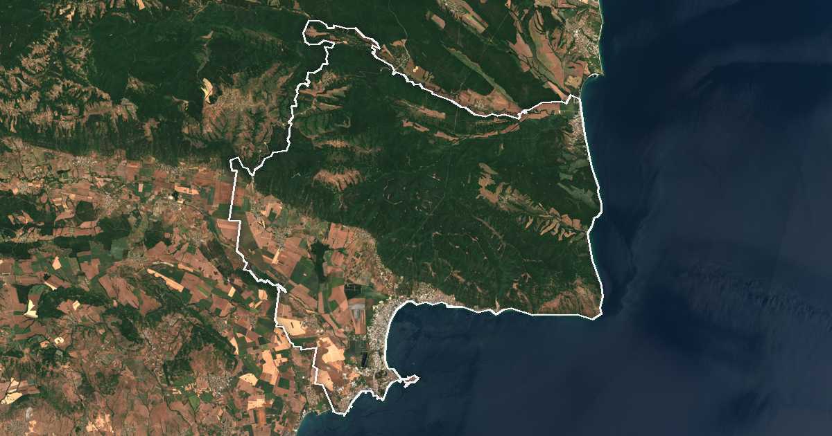 Satellitenbild mit eingezeichneter Grenze: Nessebar