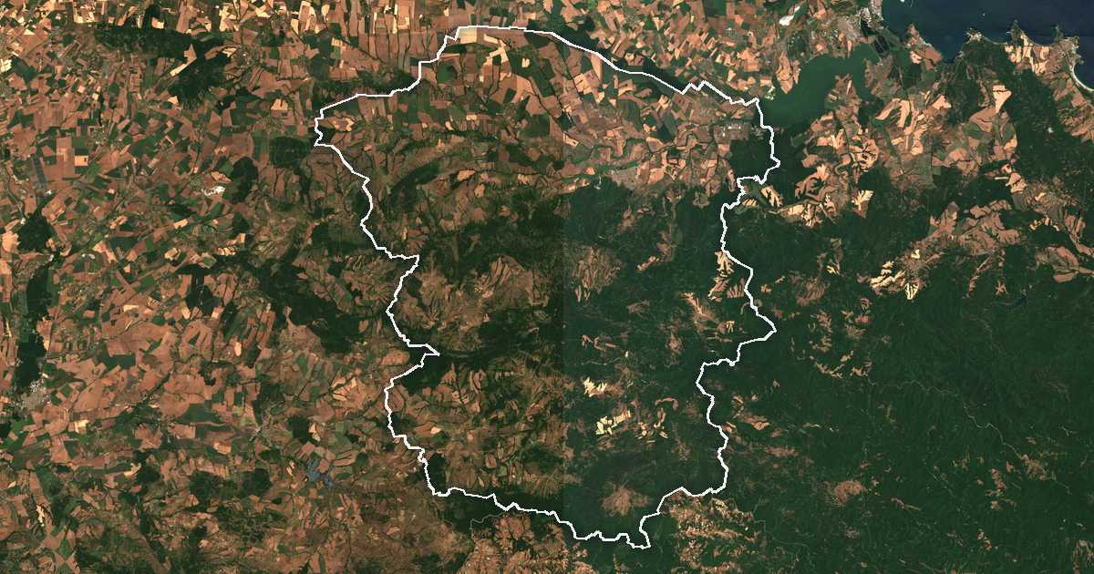 Satellitenbild mit eingezeichneter Grenze: Sredez