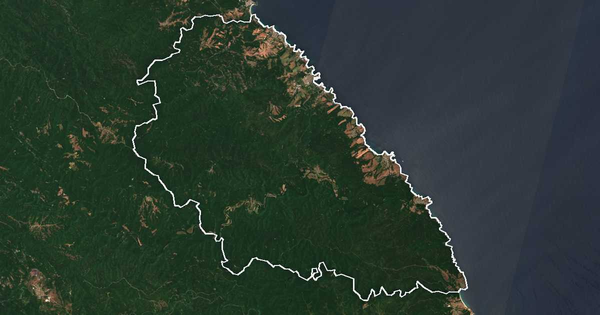 Satellitenbild mit eingezeichneter Grenze: Tsarevo