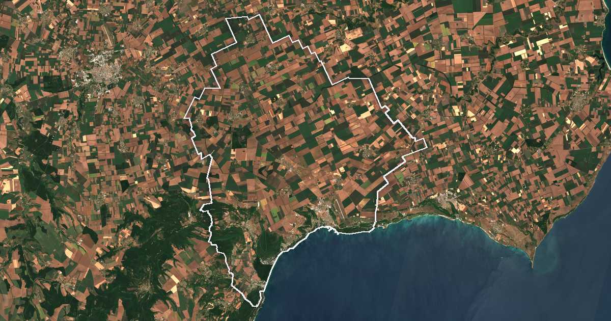 Satellitenbild mit eingezeichneter Grenze: Baltschik
