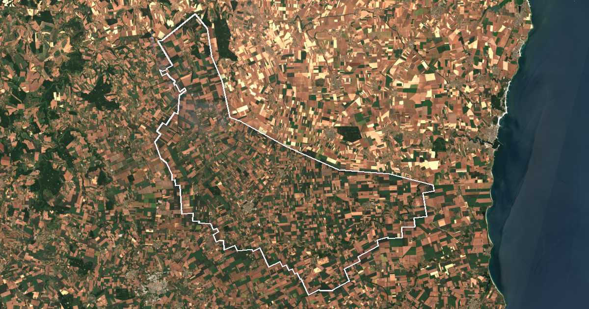 Satellitenbild mit eingezeichneter Grenze: General Toshevo