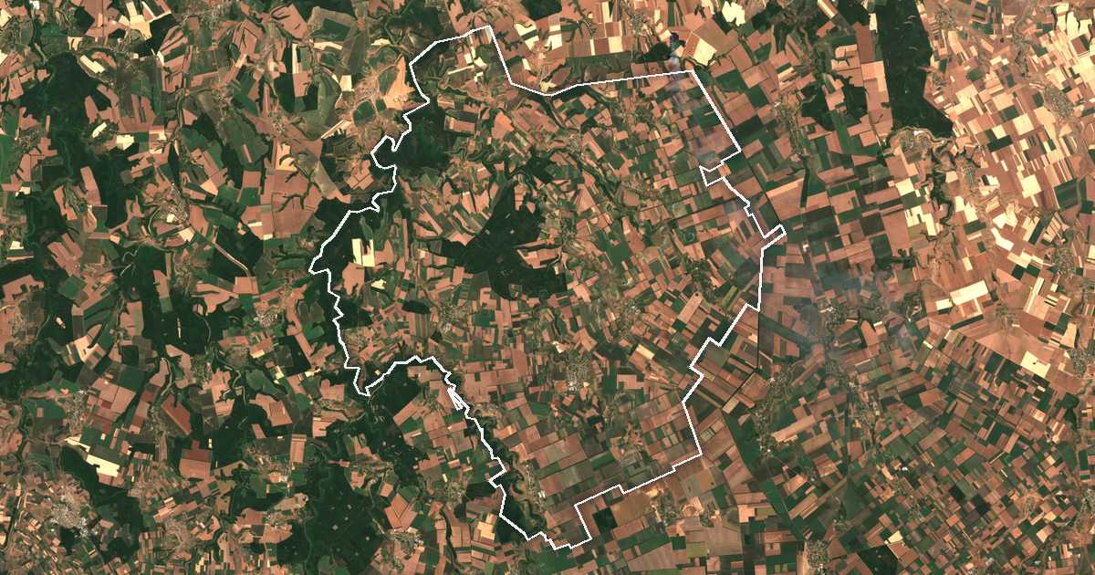 Satellitenbild mit eingezeichneter Grenze: Krushari