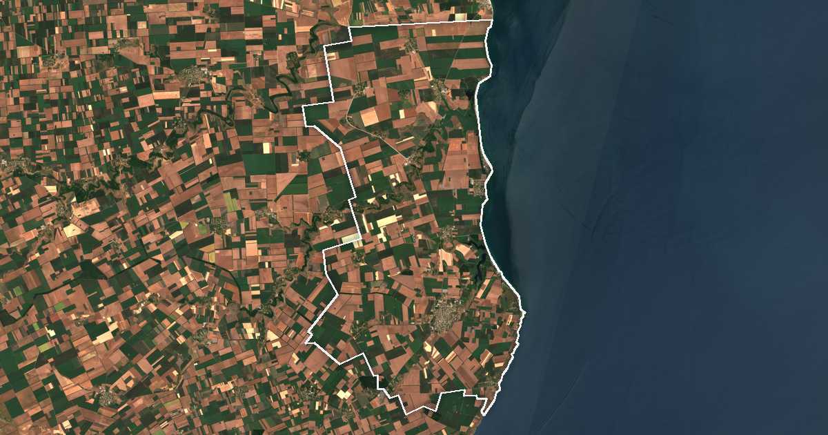 Satellitenbild mit eingezeichneter Grenze: Shabla