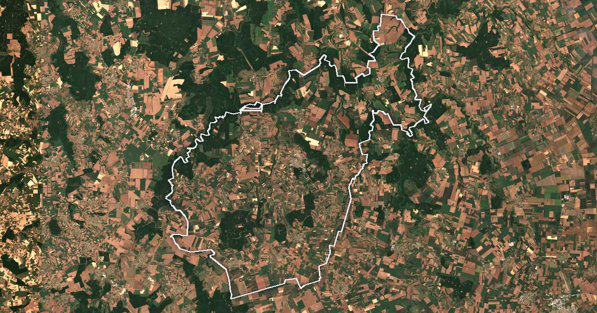Satellitenbild mit eingezeichneter Grenze: Tervel