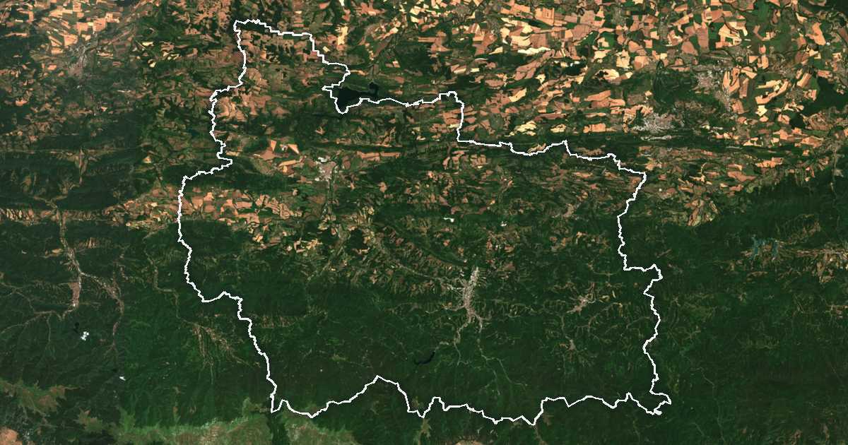 Satellitenbild mit eingezeichneter Grenze: Oblast Gabrowo