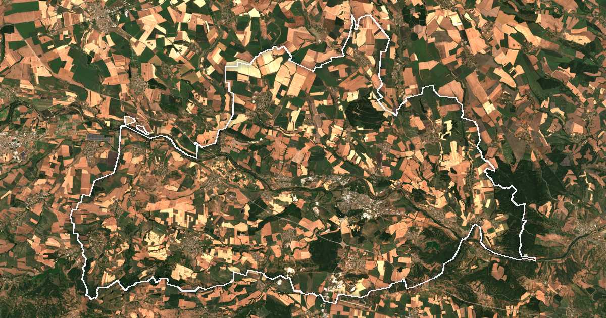 Satellitenbild mit eingezeichneter Grenze: Dimitrovgrad