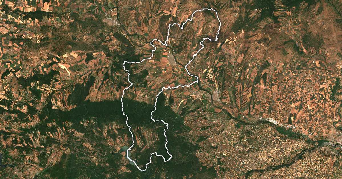 Satellitenbild mit eingezeichneter Grenze: Lyubimets