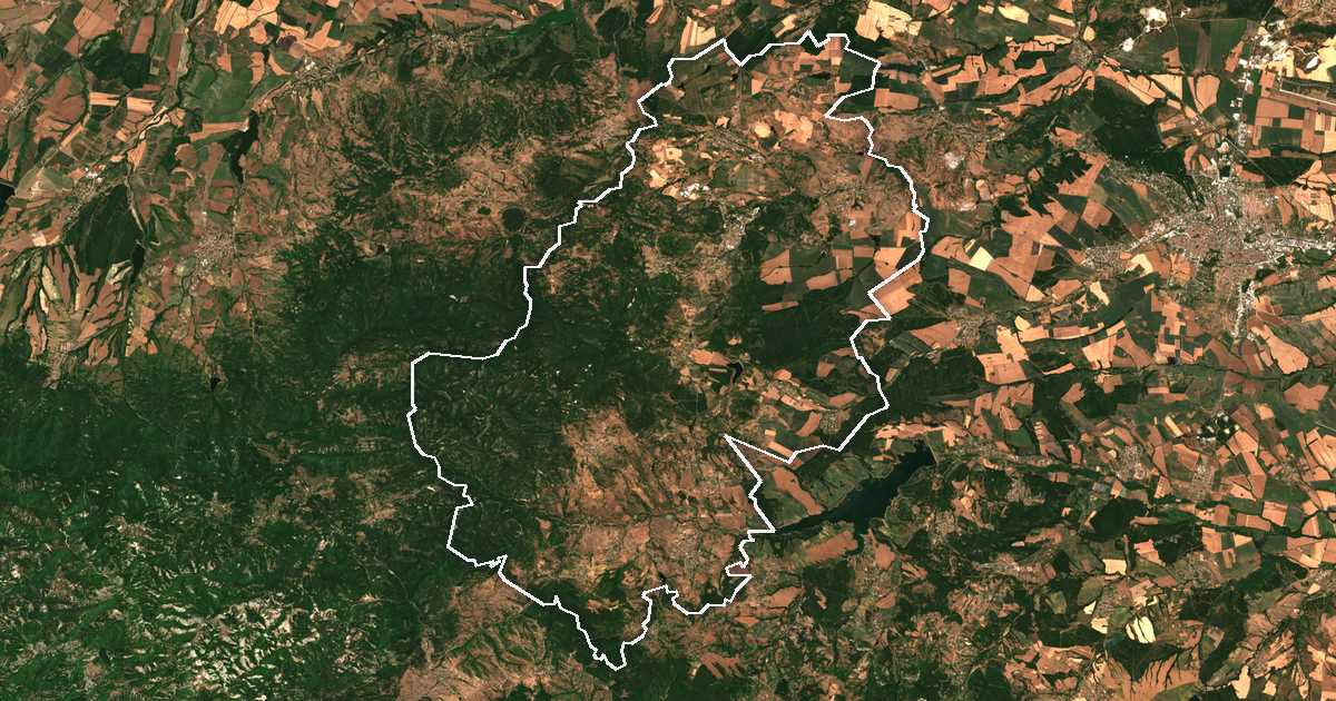 Satellitenbild mit eingezeichneter Grenze: Mineralni Bani