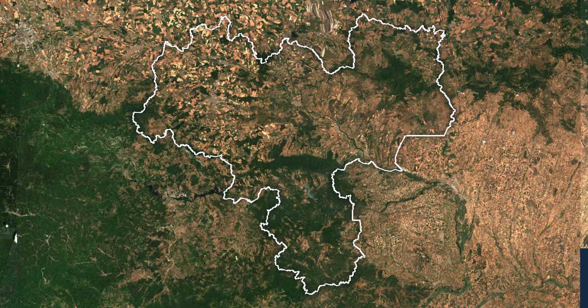 Satellitenbild mit eingezeichneter Grenze: Oblast Chaskowo