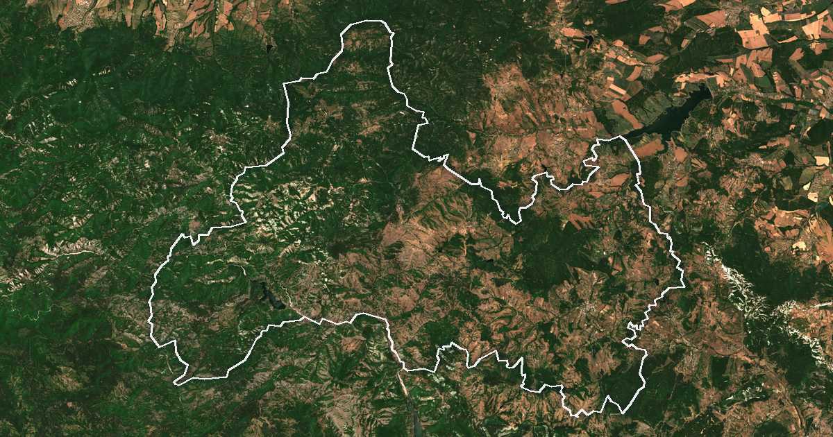 Satellitenbild mit eingezeichneter Grenze: Chernoochene