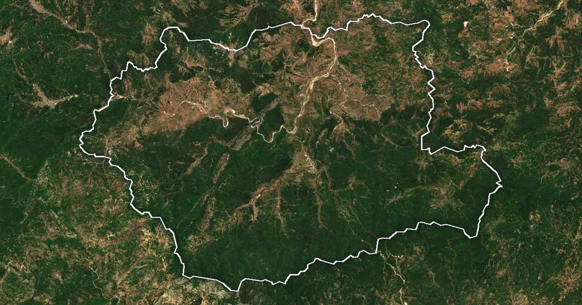 Satellitenbild mit eingezeichneter Grenze: Kirkovo