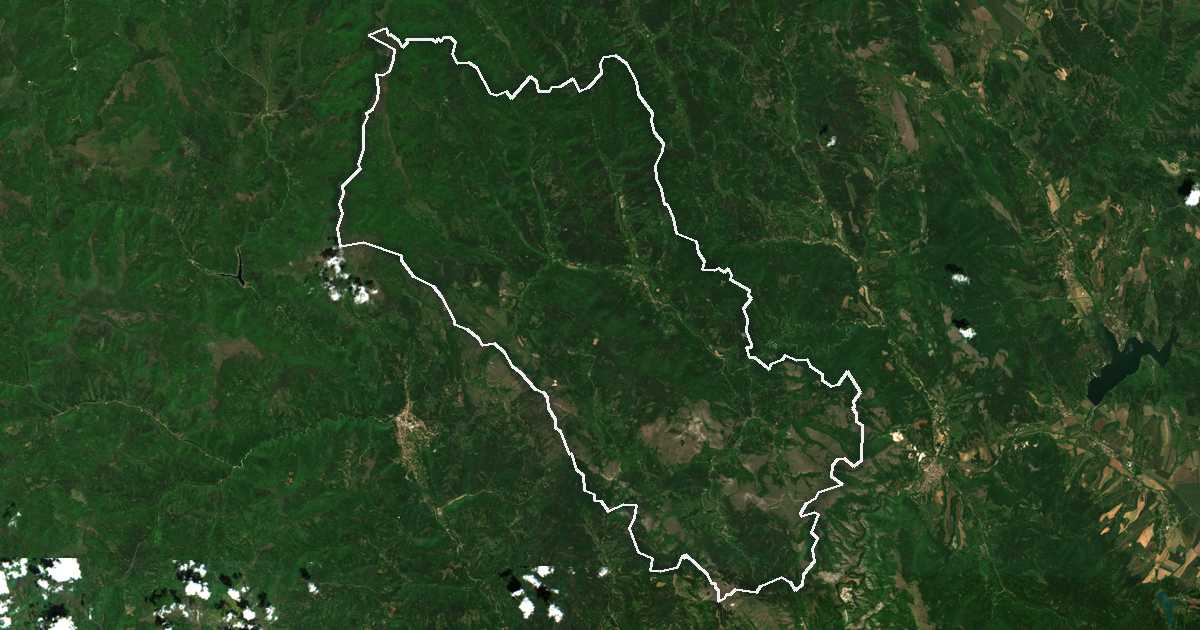 Satellitenbild mit eingezeichneter Grenze: Treklyano