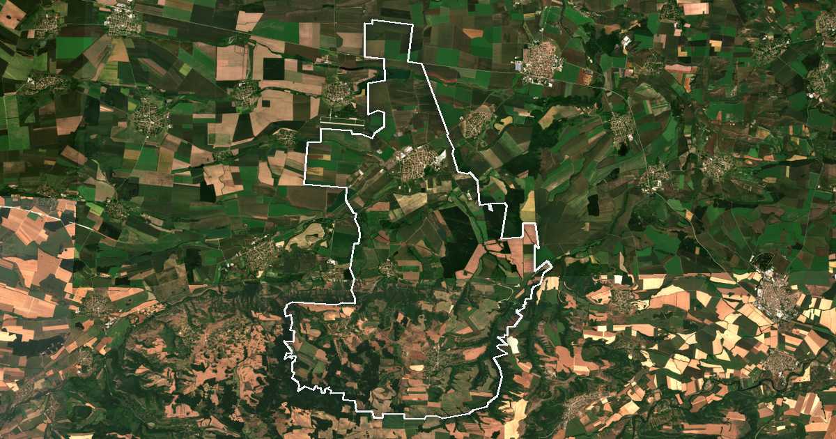 Satellitenbild mit eingezeichneter Grenze: Letnitsa