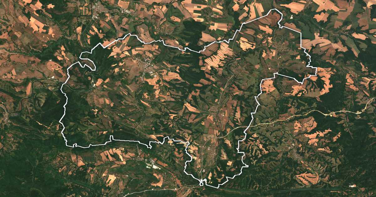 Satellitenbild mit eingezeichneter Grenze: Lukovit