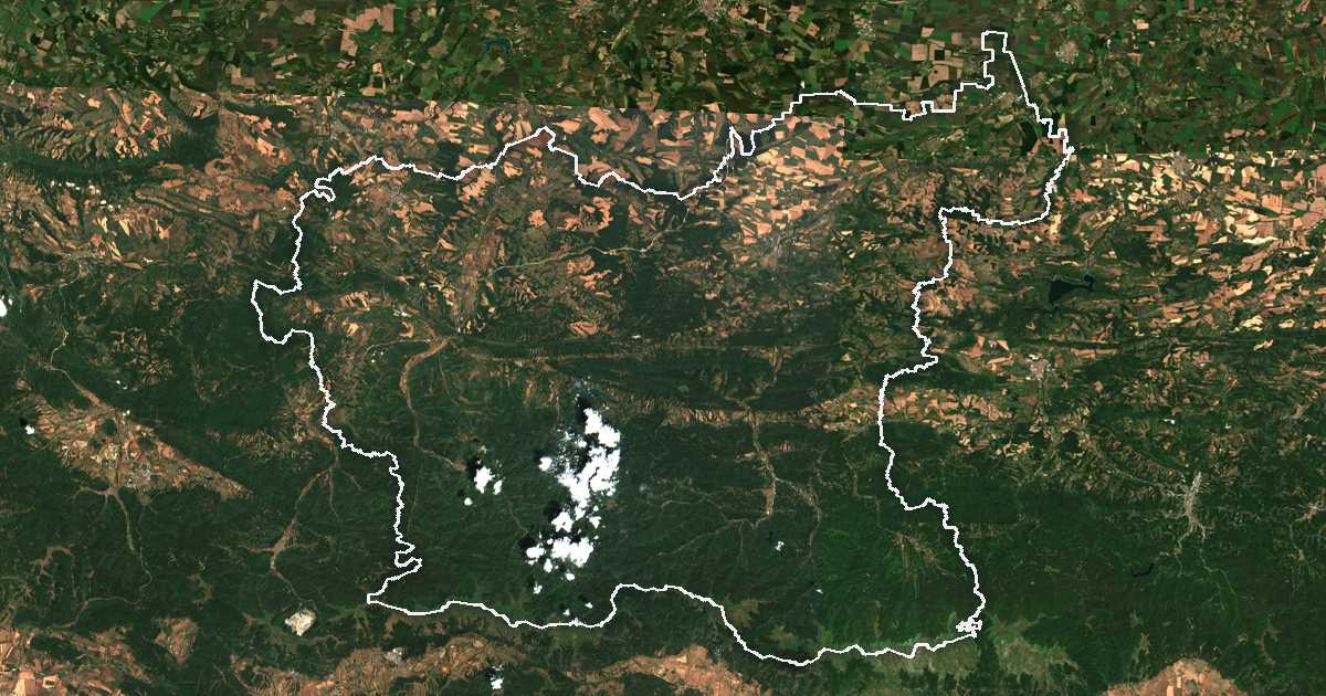 Satellitenbild mit eingezeichneter Grenze: Oblast Lowetsch