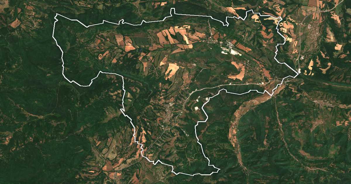 Satellitenbild mit eingezeichneter Grenze: Yablanitsa