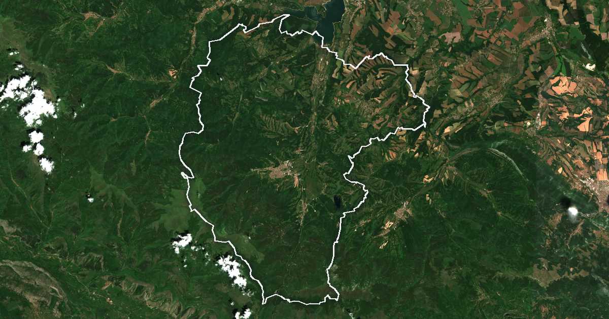 Satellitenbild mit eingezeichneter Grenze: Berkovitsa
