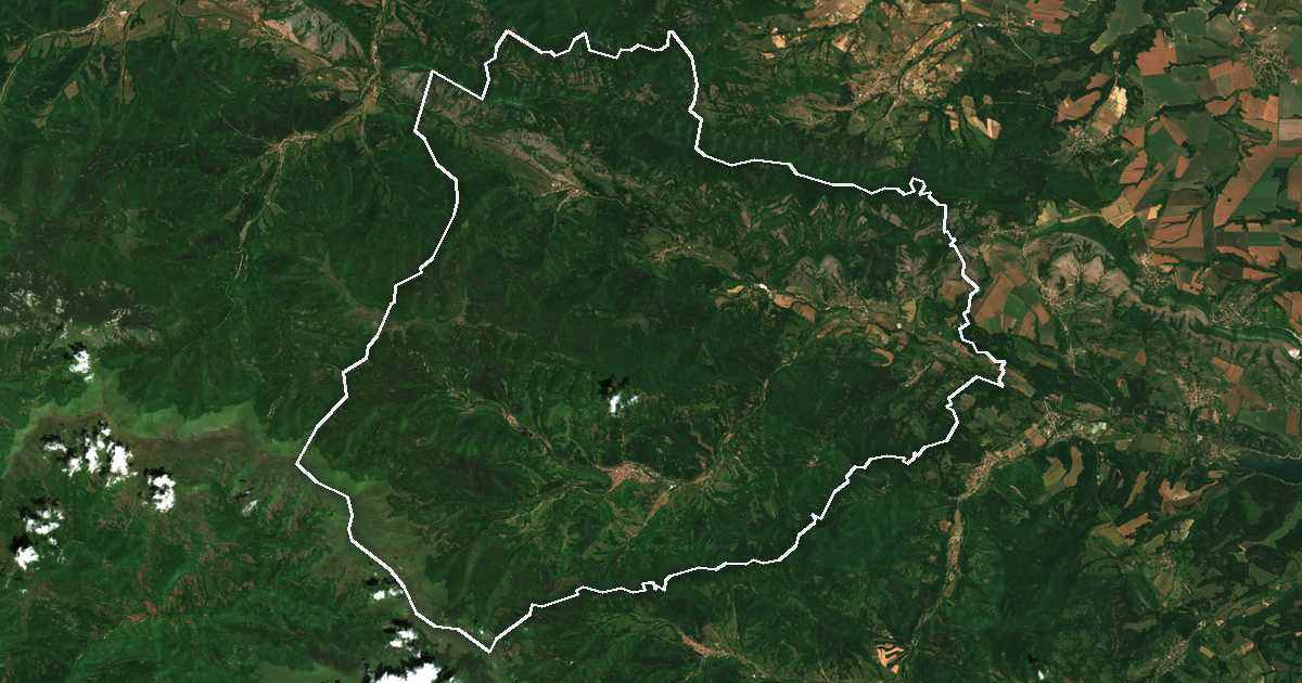Satellitenbild mit eingezeichneter Grenze: Chiprovtsi