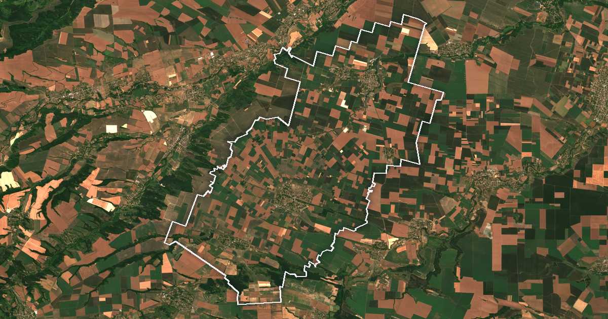 Satellitenbild mit eingezeichneter Grenze: Medkovets
