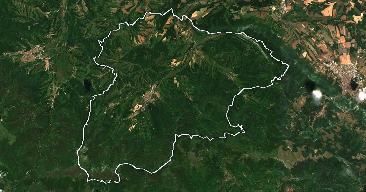 Satellitenbild mit eingezeichneter Grenze: Varshets