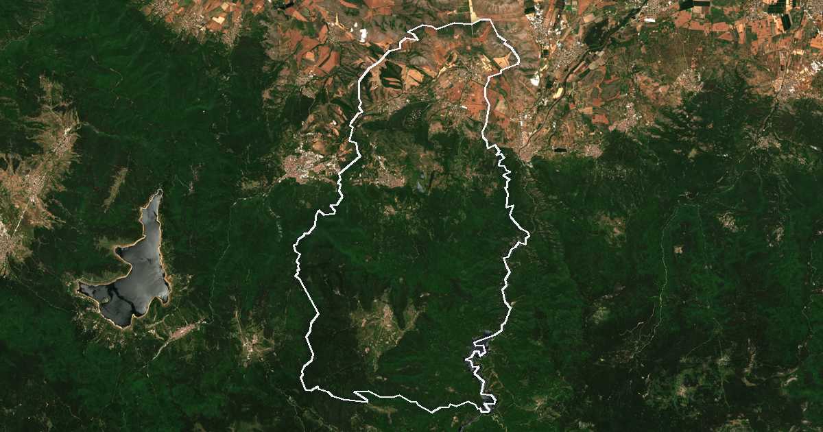 Satellitenbild mit eingezeichneter Grenze: Bracigovo