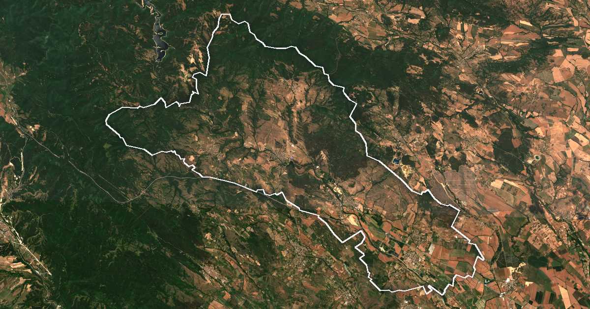 Satellitenbild mit eingezeichneter Grenze: Lesičovo
