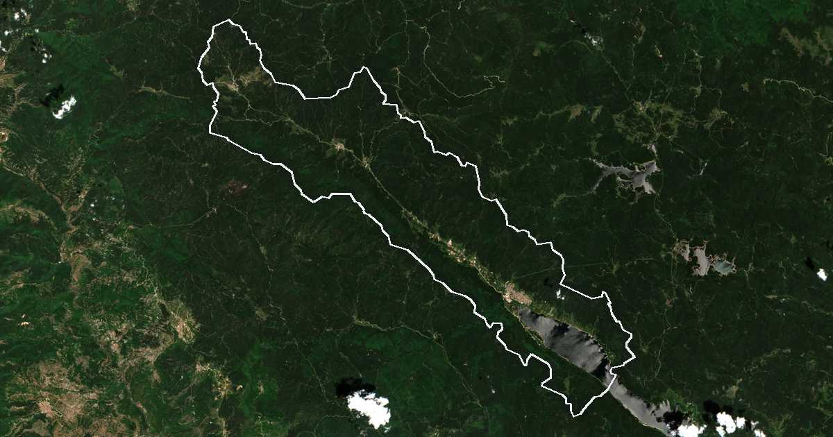 Satellitenbild mit eingezeichneter Grenze: Sǎrnica