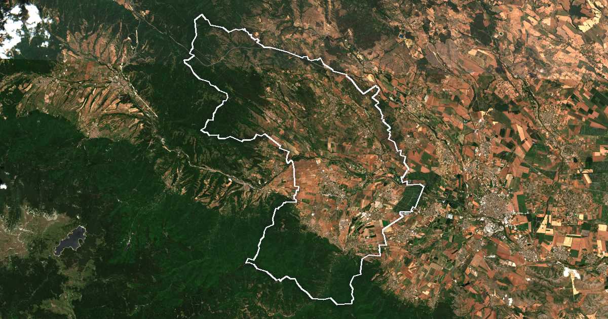 Satellitenbild mit eingezeichneter Grenze: Septemvri