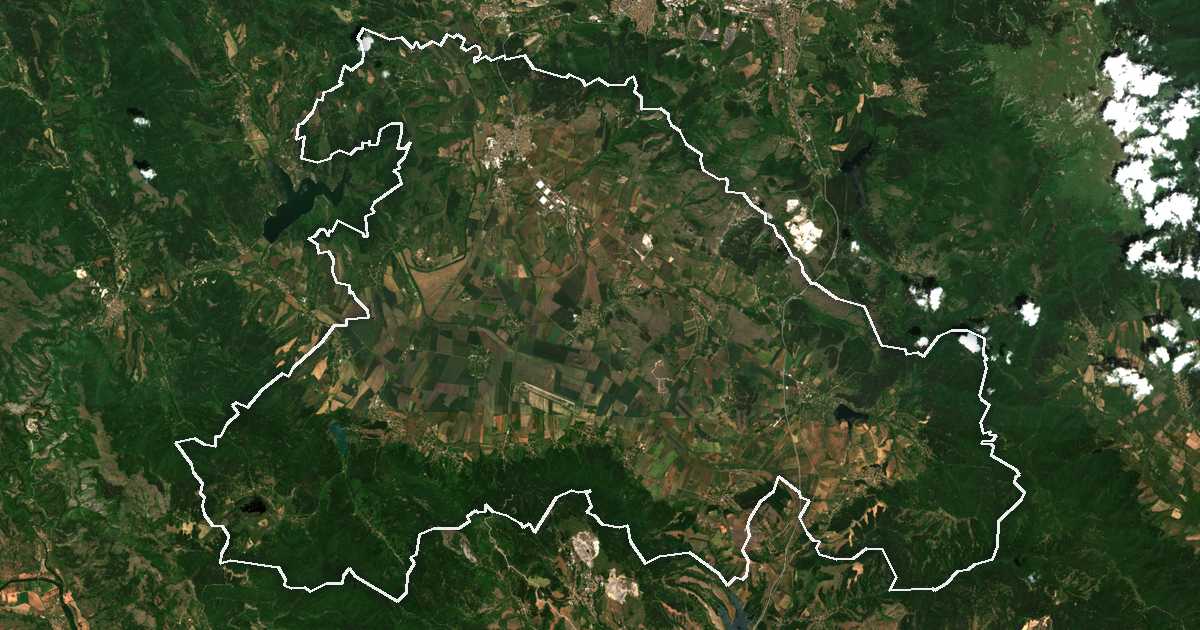 Satellitenbild mit eingezeichneter Grenze: Radomir