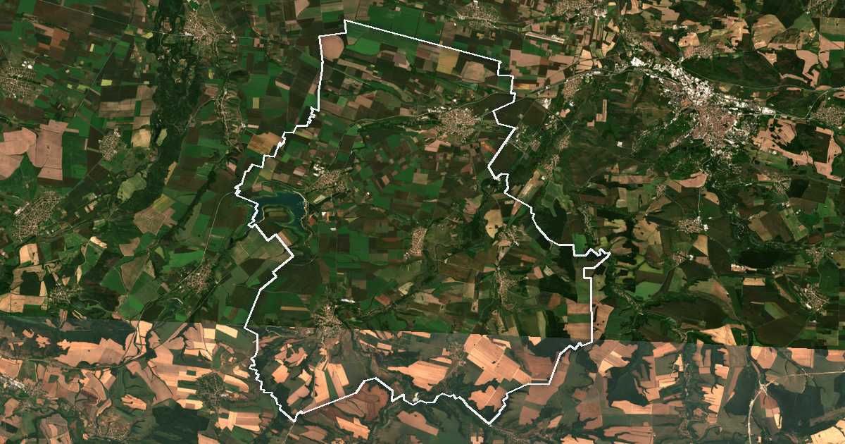 Satellitenbild mit eingezeichneter Grenze: Dolni Dǎbnik