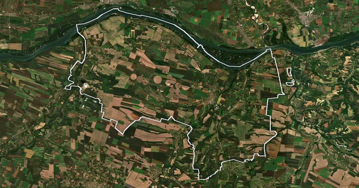 Satellitenbild mit eingezeichneter Grenze: Guljanci