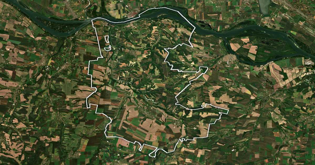 Satellitenbild mit eingezeichneter Grenze: Nikopol