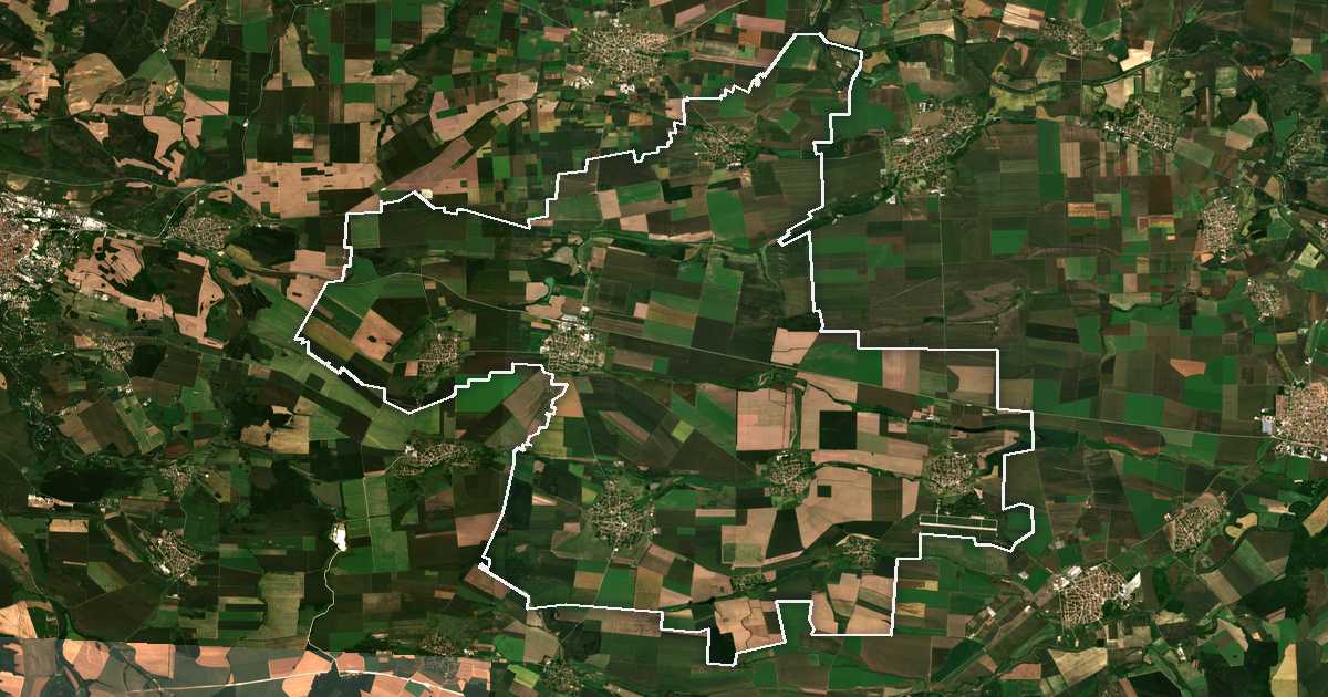Satellitenbild mit eingezeichneter Grenze: Pordim