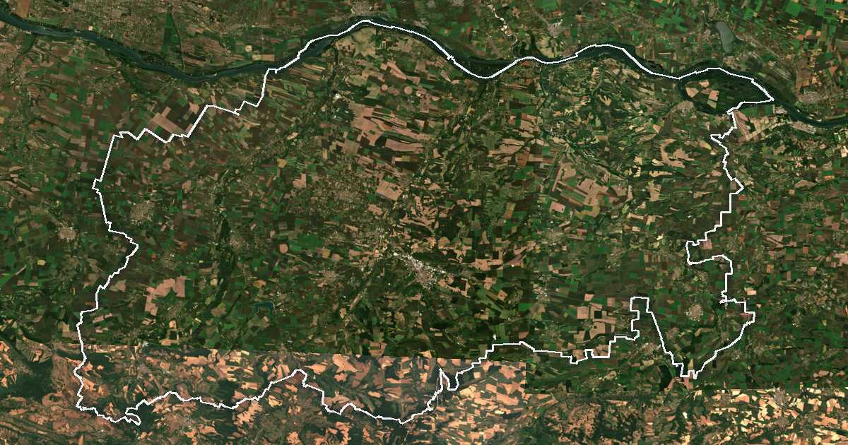 Satellitenbild mit eingezeichneter Grenze: Oblast Plewen