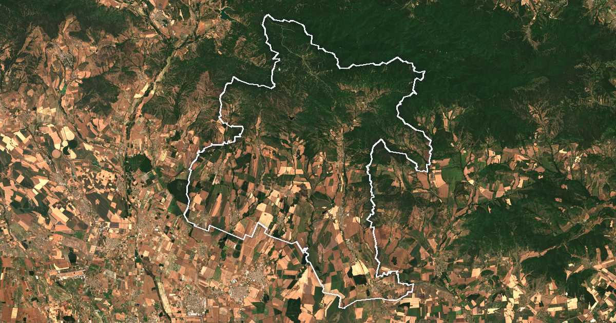 Satellitenbild mit eingezeichneter Grenze: Brezovo