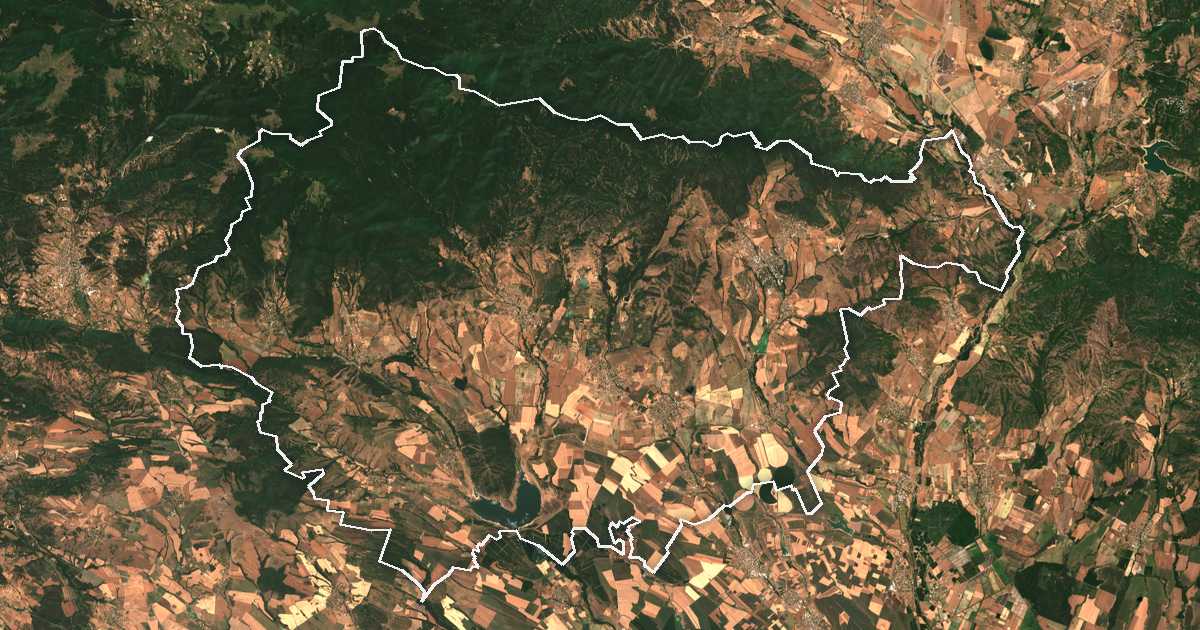 Satellitenbild mit eingezeichneter Grenze: Hisarja