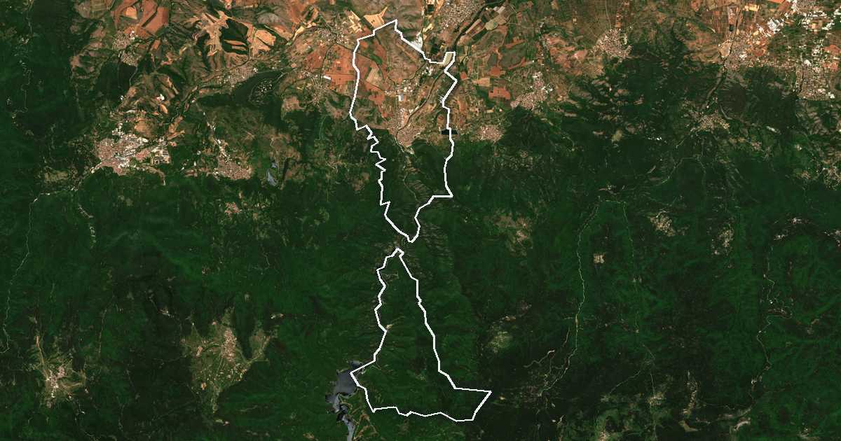 Satellitenbild mit eingezeichneter Grenze: Kričim