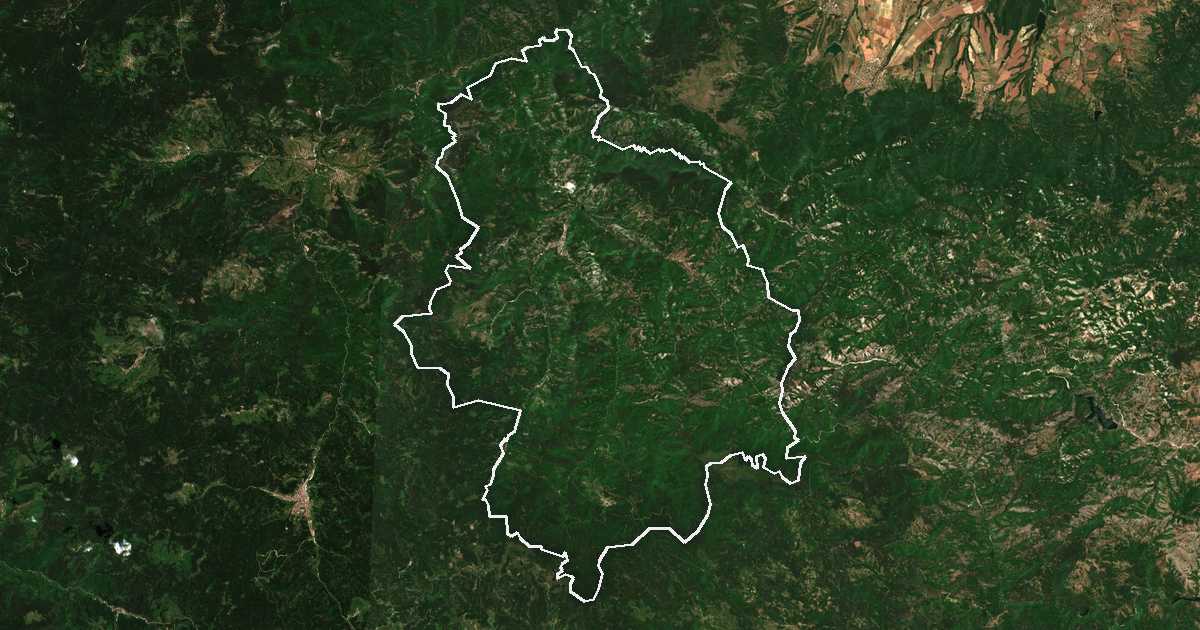 Satellitenbild mit eingezeichneter Grenze: Lǎki