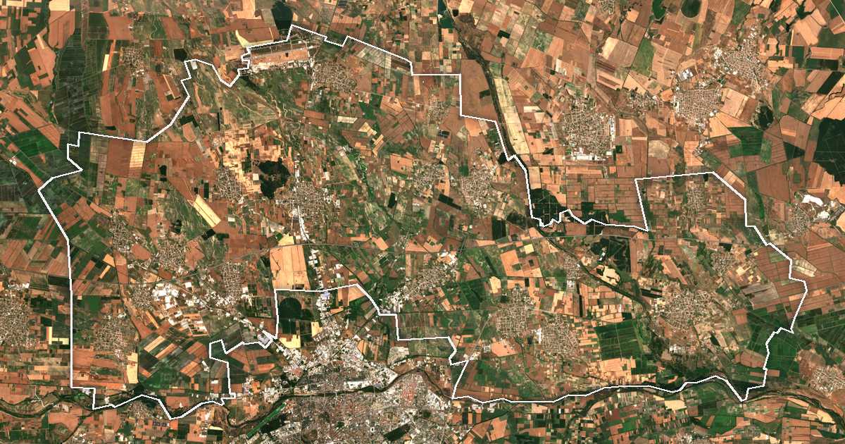 Satellitenbild mit eingezeichneter Grenze: Mariza