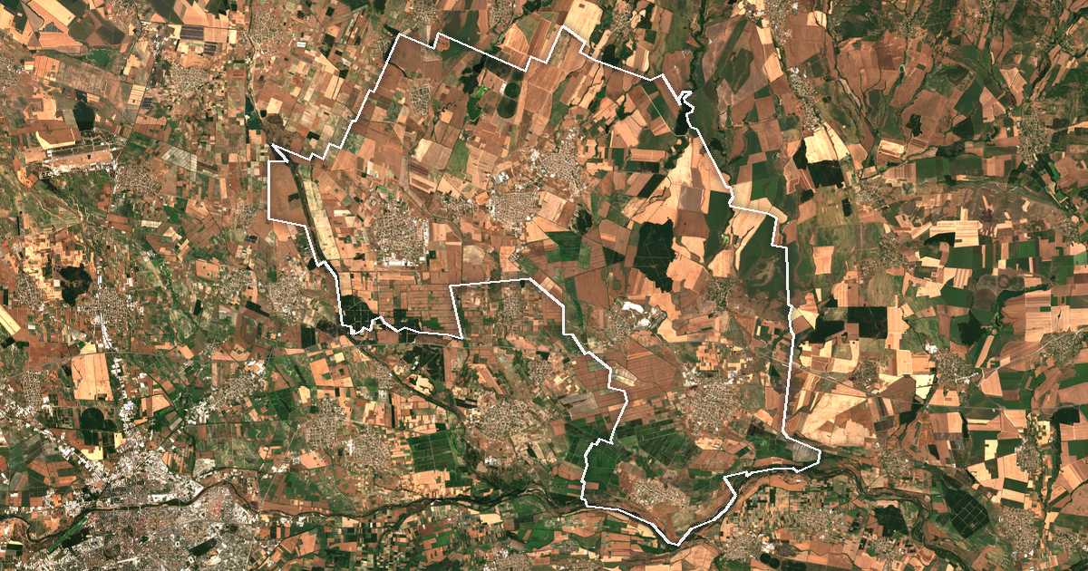 Satellitenbild mit eingezeichneter Grenze: Rakovski