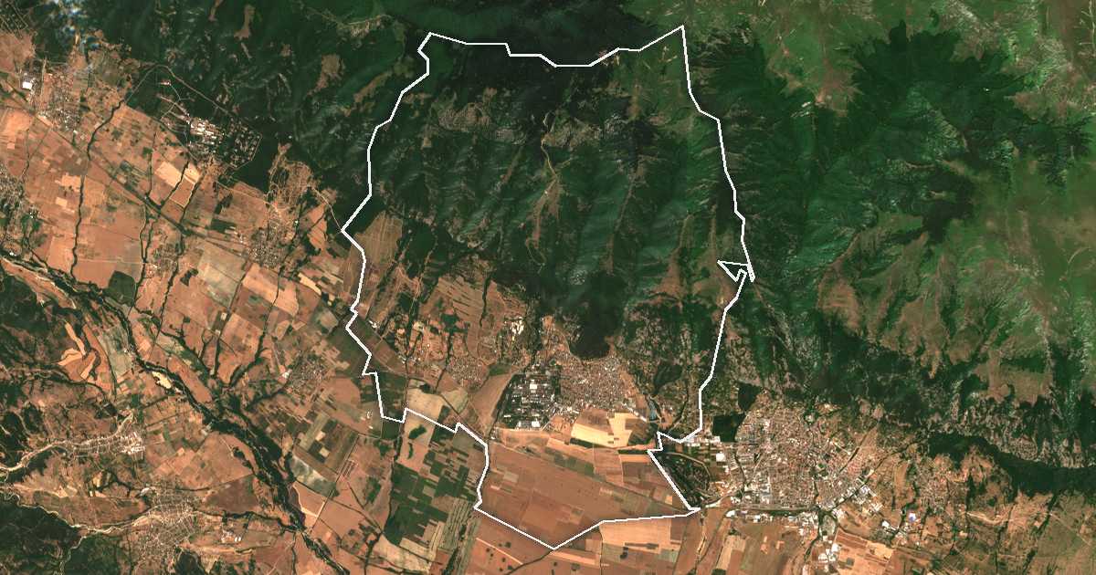 Satellitenbild mit eingezeichneter Grenze: Sopot