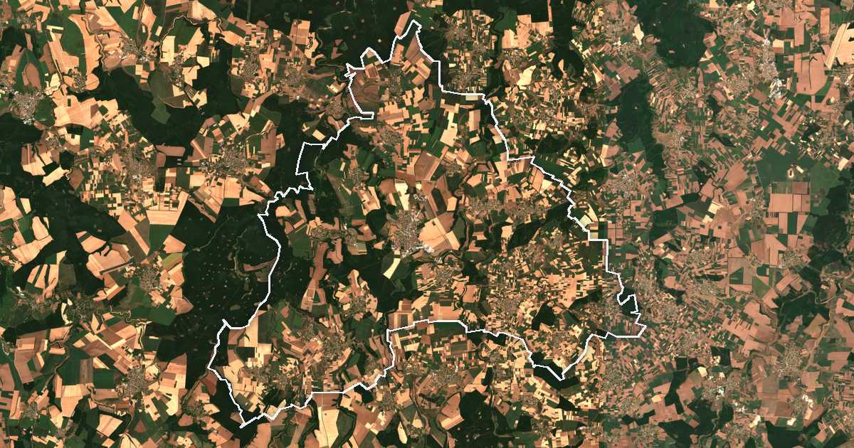 Satellitenbild mit eingezeichneter Grenze: Isperih