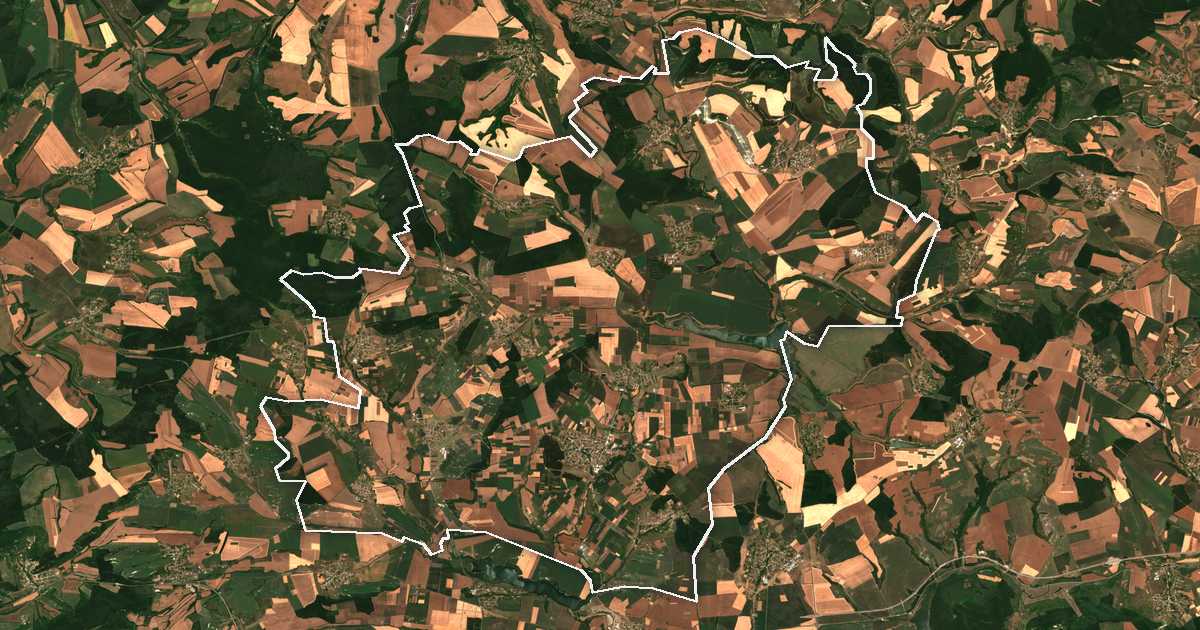 Satellitenbild mit eingezeichneter Grenze: Loznica